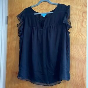 CeCe sleeveless ruffle top 2X black